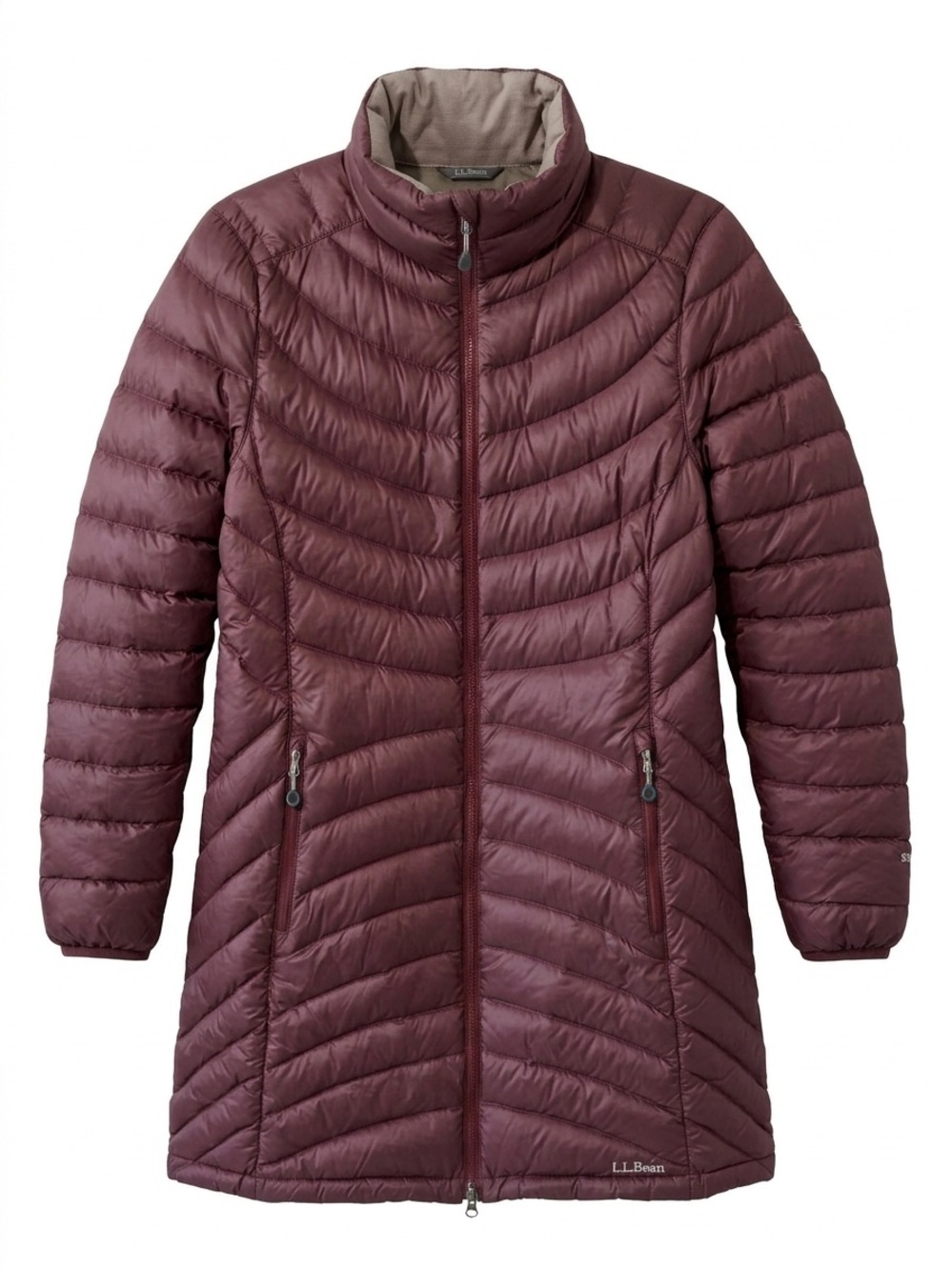 L.L. Bean Ultralight 850 Down Coat Long Puffer Jacket Burgundy Maroon Size M